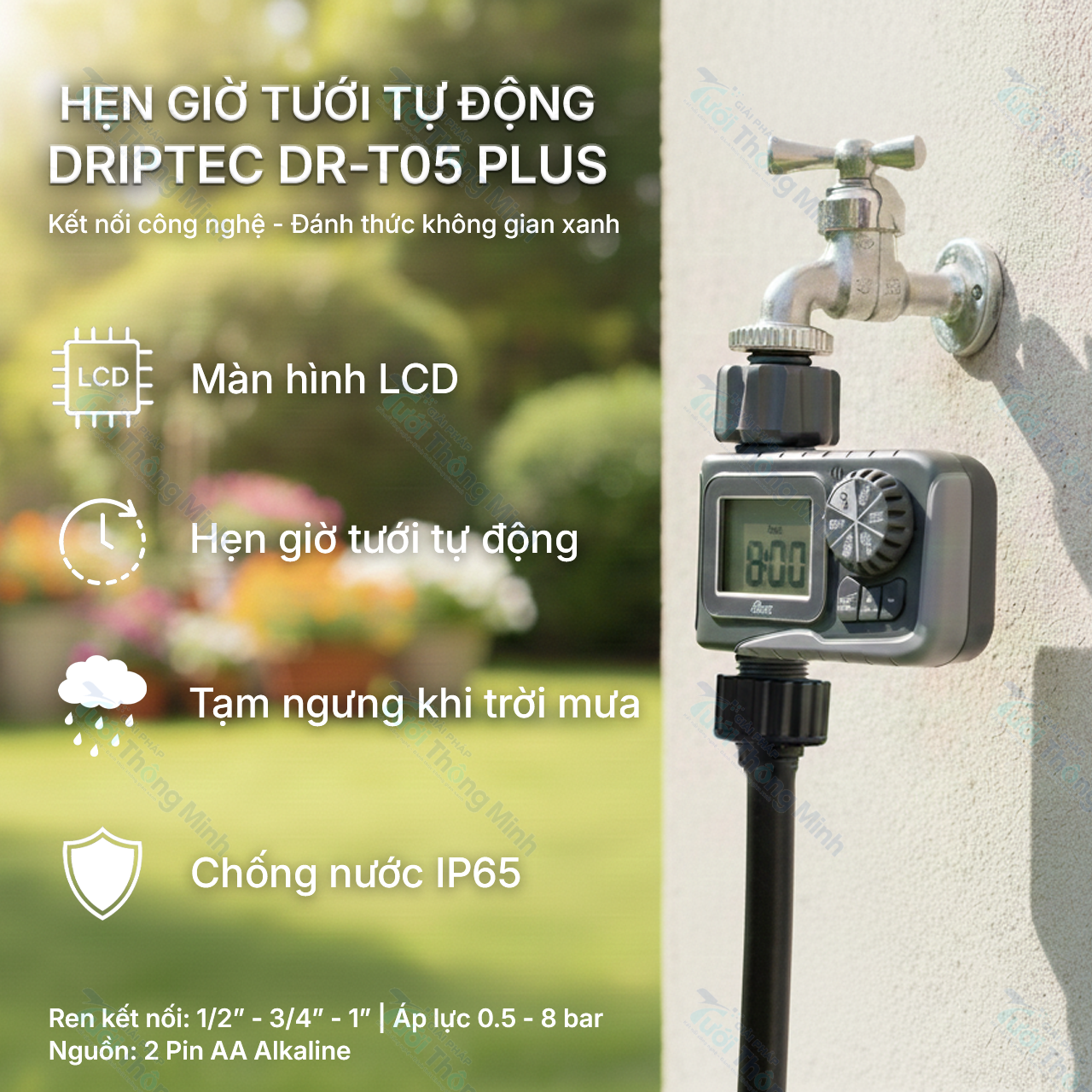 Hẹn giờ tưới tự động Driptec DR-T05 Plus Hẹn giờ tưới tự động Driptec DR-T05 Plus